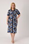 Women's Plus Size 100% Cotton Combed Fabric Buttoned Summer Dress / Black-Blue 4180 - 2