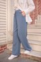 Women's Elastic Waist Lace Detail Trousers Indigo Blue - 3