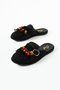 Hazel Women's Suede Tasseled Beaded Buckle Slippers Mulo - 3