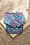 Blue Strawberry and Daisy Patterned Liquid-Proof Baby Food and Activity Bib with Pockets and Sleeves for 6-24 Months - 2