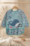 Marino Ocean Stain-Resistant Liquid-Proof Long Sleeve Baby Food Bib - Blue Whale Pattern Blw and Faa - 2