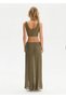 Khaki Shimmering Crop Knit Top - 5