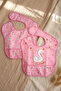 Swan Princess 2-Piece Liquid-Proof Bib Set - Pink Swan Pattern, Crumb Pocket and Stain-Resistant