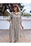 Italian Embossed Embroidered Long Dress Mink - 3