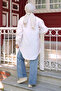 Ecru Buttoned Modal Shirt with Stone Detail - 5