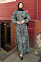 Green Skirted Patterned Chiffon Dress