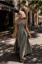 Olive Muse Poplin Fabric Zipper Detailed Premium Maxi Dress - 5