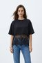 Black Crew Neck Skirt Lace Detailed T-Shirt 07 - 2