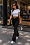 Women's High Waist Wide Leg Denim Jeans E7003-Black - 8