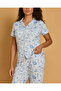 طقم بيجامة نسائي من قطعتين بطباعة زرقاء - 4