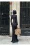 Women's Black Drawstring Button Detailed Maxi Dress Yel221789 - 6