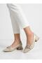 Women's Cream Thick Heel Comfortable Fit Heeled Ballerina Shoes - 2