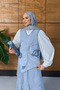 Women's Beaded Embroidered Flowy Vest Skirt Denim Set - 5