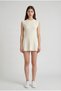 Women's Ecru Sleeveless Crew Neck Bell-Sleeved Summer Bohemian Short Mini Knitwear Dress - 4