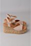 Seç 4036 Genuine Leather Padded Heel Sandals (Heel Height: 9 Cm, Platform: 3 cm) Mink Suede - 4