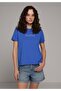 Regular Fit Round Neck Plain Women's Blue Short Sleeve T-Shirt