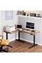 Electric Height Adjustable L-Shaped Standing Desk 63 x 47 Inch Reversible Corner with Memory Presets and Anti-Collision System Ergonomic Sit Stand Workstation for Home Office - Rustic Brown - 2