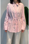 Stella Veil Shirt with Bead Embroidery on the Top and String Tie at the Waist 5265 Pink - 2