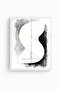 White Wooden Framed Abstract Minimalist Painting - Black-White |   Huhu1222 - Single Table White Frame