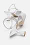 Champagne Heeled Sandals with Stone Detail and Pointed Toe Silver - 3