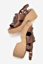 Women's wedge heeled sandals genuine leather zy 4121 brown - 5