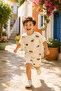Children, Boys, Oversize, Beige, Car Patterned Shorts Set (Liquid-Proof Organizer Is a Gift) - 2