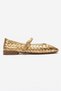 Yevora Gold Knitted Genuine Leather Strap Women's Ballerina Shoes - 4