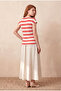 Women's Regular Fit Crew Neck Short Sleeve Ecru / Red Striped Viscose / Elastane T-Shirt Wilda - 5