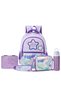 16” School Bag Set of 3 w/ Stainless Steel Glitter Water Bottle & Convertible Bento Lunch Box – Purple