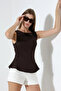 Women's Boat Neck Sleeveless Blouse Flounced Stylish Blouse - 4