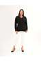 Women's V-Neck Black Stoned Straight Sleeve Black Blouse - 2