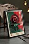 Japandi Style Retro Far East Banner with Red Hat - Black Framed Painting