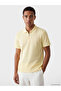 Yellow Polo Collar Men's Textured T-Shirt