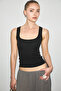 Videta Women's Soft and Flexible Fabric Organic Cotton Hollow Collar Black Undershirt - 4