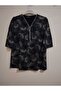 Summer viscose, zipper collar, capri sleeves, stylish buluz - 3