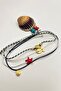 4 Pieces Bohemian Series Oyster Fish Star Matte Gold Figured Black White Red String Bracelet Set