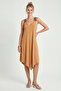 Ethnic Patterned Asymmetrical Viscose Dress Lrn0047 Biscuit - 3