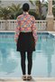 2-Piece Set (with Bonnet Gift) Crop Jacket, Elastic Waist, Two-Piece Burkini, Hijab Swimsuit D69 - 3
