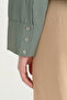 Pocket Detailed Lyocell Crop Shirt - Mold Green - 3