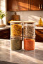 1-4 Bamboo Vacuum Lids Round Borosilicate Glass 4-Piece Jar Set Storage Container 750ml 10X12Cm - 2