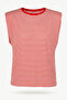 Padded Crew Neck Striped Sleeveless T-Shirt - 8