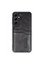 Samsung Galaxy A26 Compatible Case Sara Leather Case with Business Card Holder - Black - 4