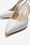 Women's Open Back Pointed Toe 7cm Heeled Shoes White Skin - 4