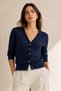Navy Blue V-Neck 100% Organic Cotton Women's Knitwear Cardigan - 2