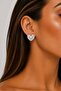 Brass Silver Color Zircon Stone Heart Model Women's Earrings - 2
