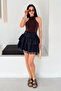 Women's Denim Lace Detailed Belted Mini Skirt - 2