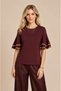 Women's Crew Neck Sporty Stylish Ruffle Sleeve Design Blouse - 4