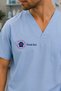 Men's Veterinary Doctor Name Embroidered Blue Surgical Uniform Top with Paws Medical Gown Scrubs - 3