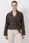 Women's Classic Collar Belted Double Button Light Brown Trench Coat - 2