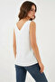 Women's V Neck Zero Sleeve White Blouse - 6